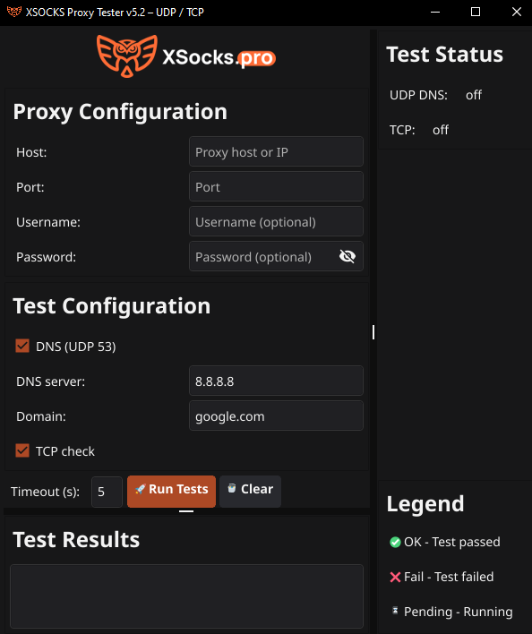 XSOCKS Proxy UDP Checker v5.2 Interface